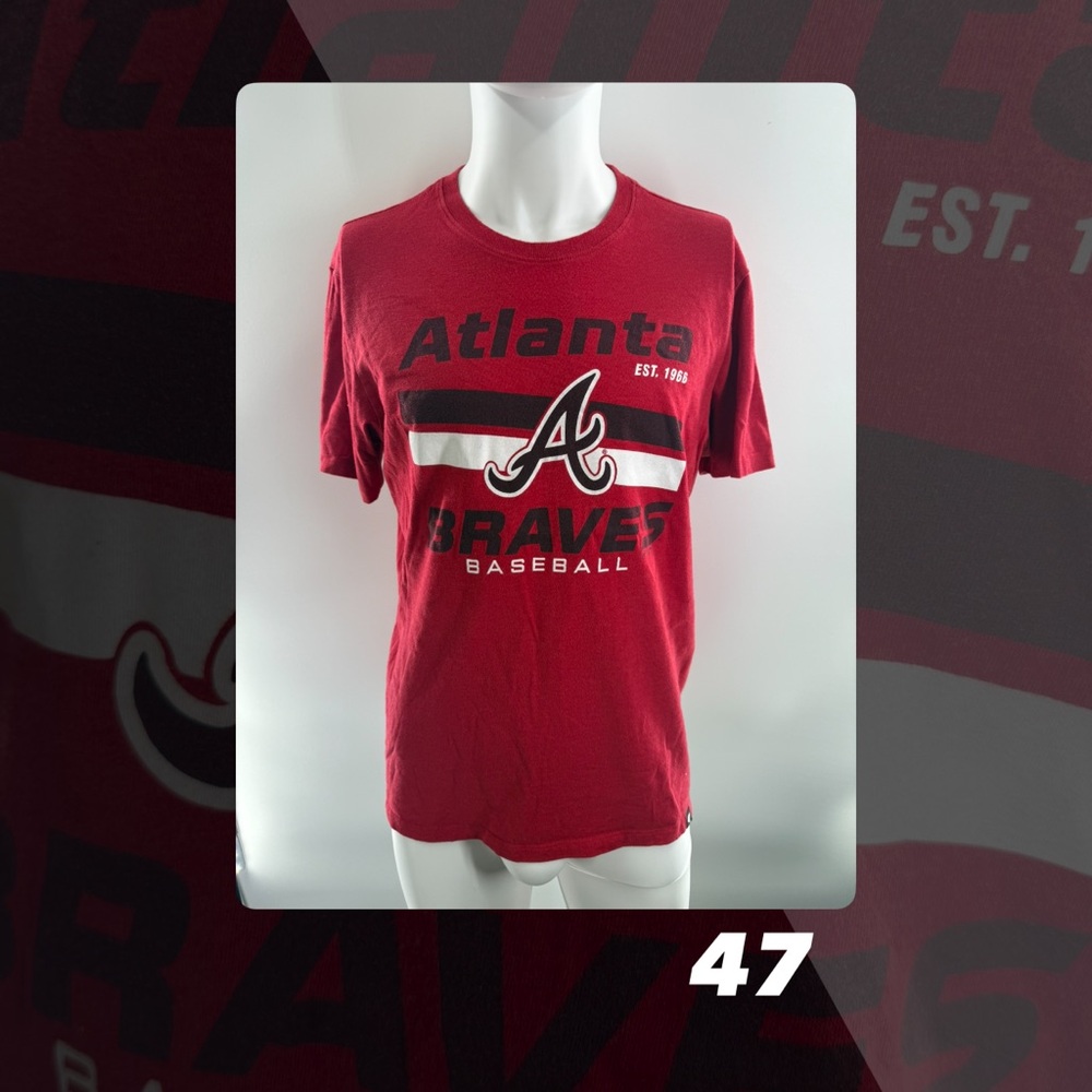 EUC 47 Red Atlanta Braves Baseball Tee